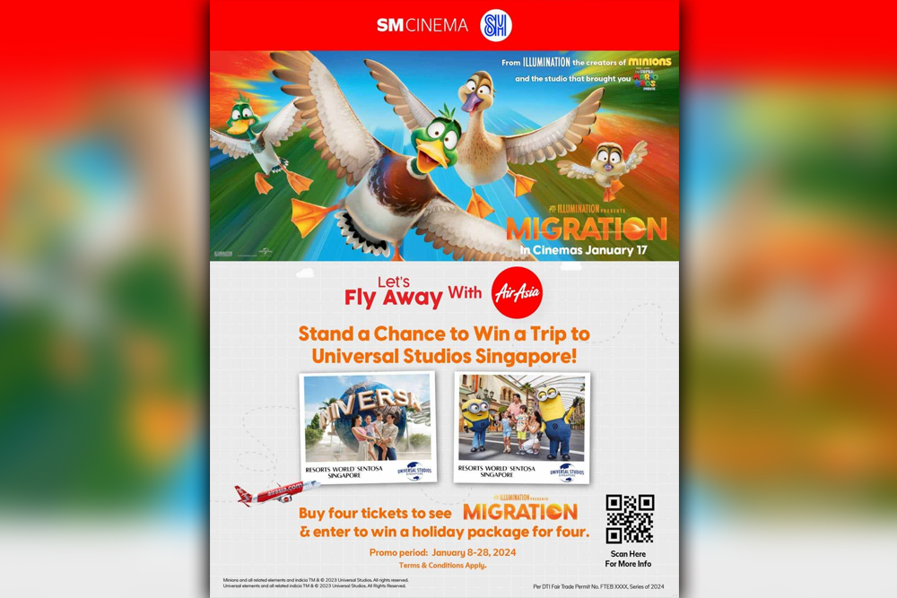 Embark on a wonderful adventure with Mack, Pam, Daw, and Gwen as they soar and explore on the movie Migration, and get a chance to win and experience the magic of Universal Studios Singapore with SM Cinema and AirAsia’s exclusive promo. Dive into the World of the Millard Duck Family