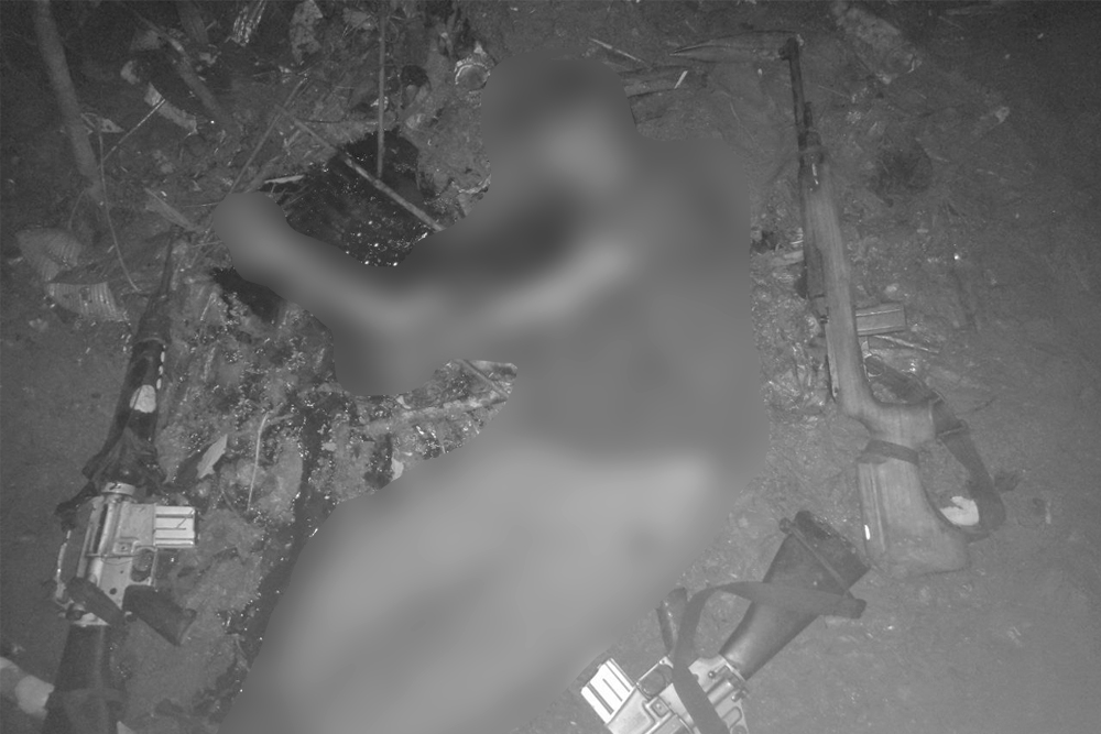 NEUTRALIZED. A still unidentified New People’s Army rebel was killed in a 10-minute encounter with the trooper of the Army’s 23rd Infantry Battalion in Barangay Simbalan, Buenavista, Agusan del Norte on Tuesday (Jan. 16, 2024). Government troops also recovered from the encounter site three high-powered firearms with ammunition. (Photo from 23IB)