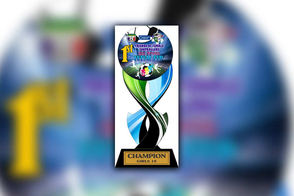 CHAMPION TROPHY. Nicely designed championship trophy is at stake for the winner of the Girls 18 Category 1st Friends of Female Footballers (FFF) Girl Power Football Cup.