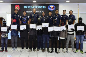 REWARD. A total of 10 informants received reward from the PNP in simple rites in Camp Crame, Quezon City on Thursday (May 9, 2024). The informants' tips resulted in the arrest of 11 most wanted persons involved in serious crimes such as murder, rape, robbery, and carnapping. (Photo courtesy PNP-PIO)