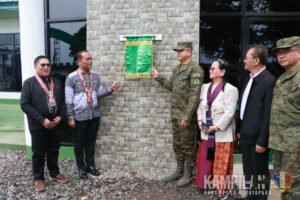 PEACE MUSEUM. Presidential Assistant David B. Diciano of the Office for Bangsamoro Transformation (2nd from left), the Army’s 6th Infantry Division commander, Maj. Gen. Alex Rillera (4th from right), and BARMM Member of Parliament Susana S. Anayatin (3rd from right) lead the inauguration of the Bulwagan ng Kapayapaan on Wednesday (June 19, 2024). The museum was built from the Transitional Development Impact Fund of Anayatin inside the 6ID camp in Datu Odin Sinsuat, Maguindanao del Norte. (Photo courtesy of 6ID)